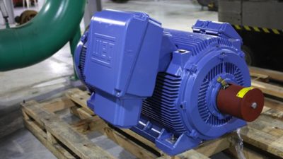 The new pump motors are rated at 550 horsepower replacing the original 500 horse power motors