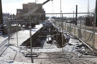 Open trench facing south on Fourth avenue south